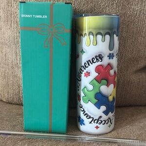 Hand Crafted Autism Awareness Puzzle Tumbler
